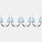 スキーゴーグルマウンテンリフレクションスカイブルーセット4 ステムなしワイングラス (左)