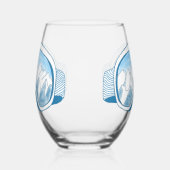 スキーゴーグルマウンテンリフレクションスカイ淡い色のルブルー ステムなしワイングラス (右)