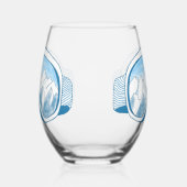 スキーゴーグルマウンテンリフレクションスカイ淡い色のルブルー ステムなしワイングラス (左)