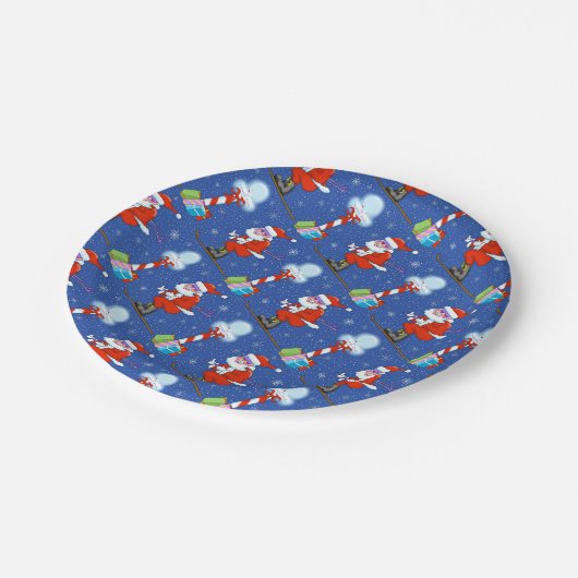 スキーサンタスクリスマス紙プレート ペーパープレート (アングル)