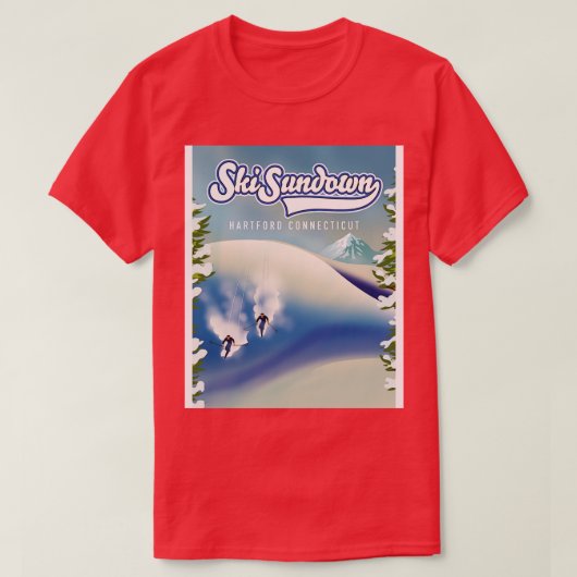 スキーサンダウン新ハートフォードのスキーポスター Tシャツ (デザイン正面)