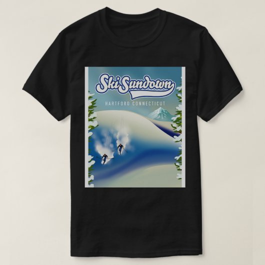 スキーサンダウン新ハートフォードのスキーポスター Tシャツ (デザイン正面)
