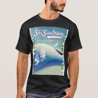 スキーサンダウン新ハートフォードのスキーポスター Tシャツ