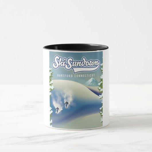 スキーサンダウンHartford Connecticutスキーポスター マグカップ (中央)