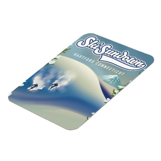 スキーサンダウンHartford Connecticutスキーポスター マグネット (左側)