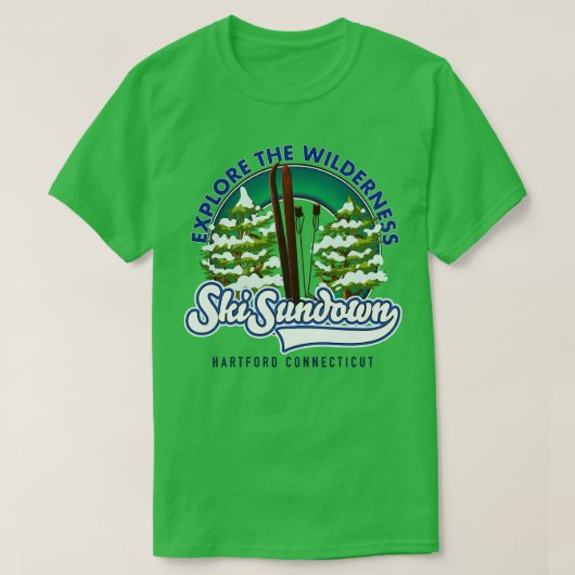 スキーサンダウンHartford Connecticutスキーポスター Tシャツ (デザイン正面)