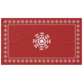 スキーシャレーのクリスマスの赤と白の雪片 テーブルクロス (正面(横))