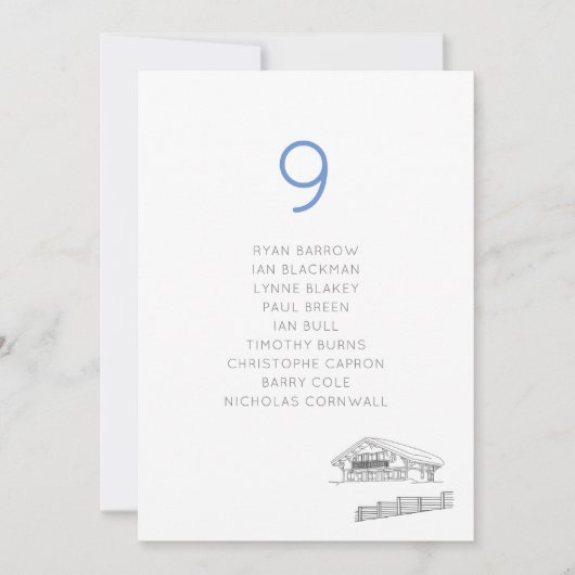 スキーシャレースノウイ結婚ゲレンデのシーティングチャートカード (正面)