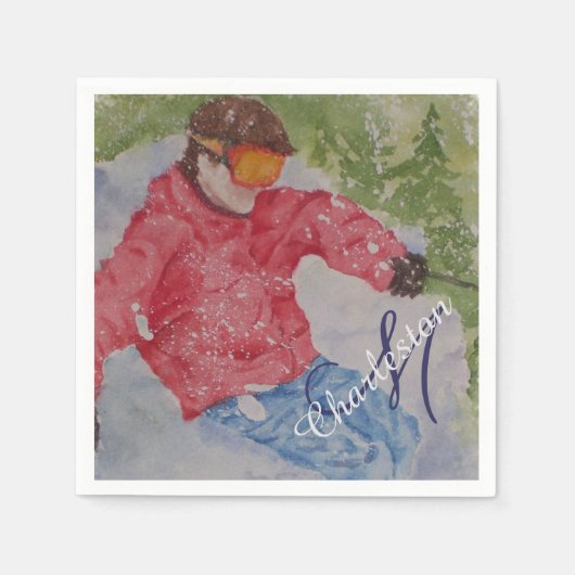 スキーシャレーパーティー スタンダードカクテルナプキン (正面)