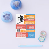 スキーシルエット、スキー/スノーボードレッスン/クラス チラシ (シングル)