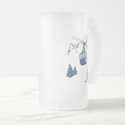 スキーシーンウィンタースポーツ フロストグラスビールジョッキ (正面右)