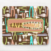 スキージハンマーを持っている旅行レトロ マウスパッド (正面)