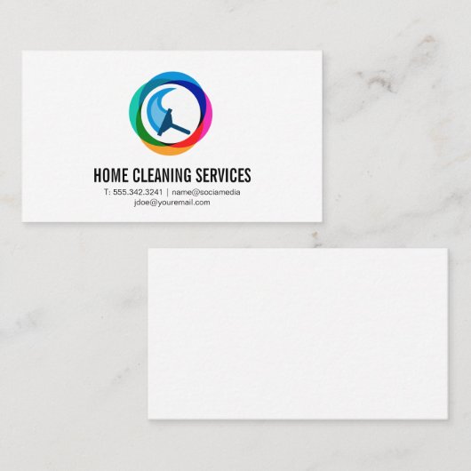スキージモダンカラフルロゴ | クリーニング用メイド 名刺 (正面/裏面)