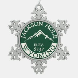 スキージャクソンホールワイオミングのスキー スノーフレークピューターオーナメント