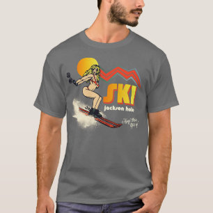 スキージャクソンホール70s80sレトロおみやげスタイルスキイン tシャツ