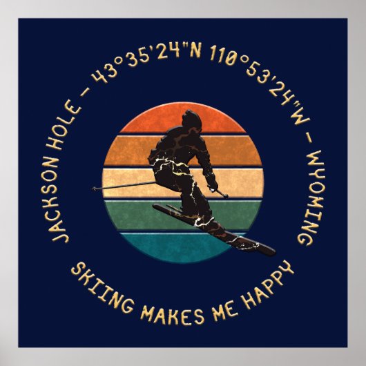 スキージャクソンホール,ワイオミング – マンスキーヤー,イエロー文字 ポスター (正面)