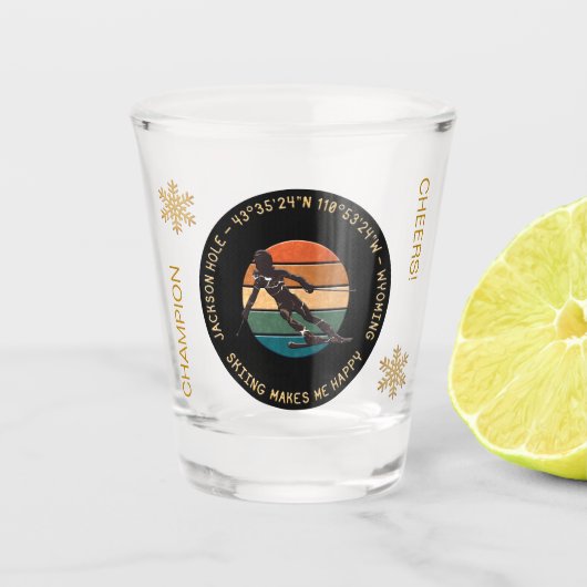 スキージャクソンホール，ワイオミング – 女性スキーギフト ショットグラス (正面)