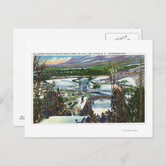 スキージャンパーはオリンピックスキー丘から出発します ポストカード (正面/裏面)