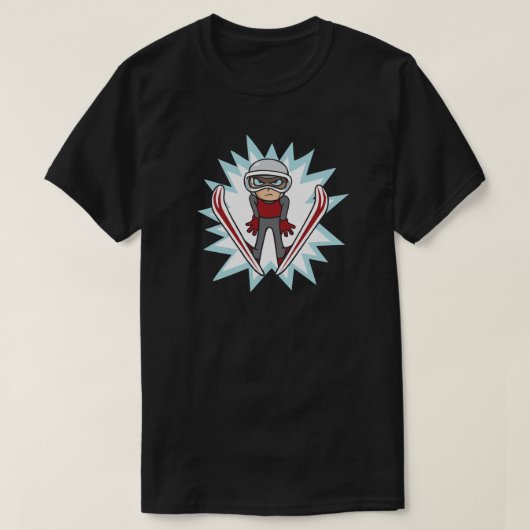スキージャンパーアニメスタイルイラストレーションウィンターゲーム Tシャツ (デザイン正面)