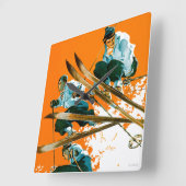 スキージャンパーズバイスキー溶接 スクエア壁時計 (傾斜)