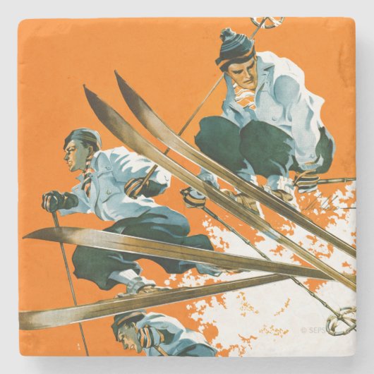 スキージャンパーズバイスキー溶接 ストーンコースター (正面)