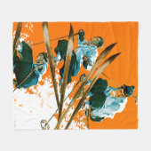 スキージャンパ（スキー溶接） フリースブランケット (正面(横))