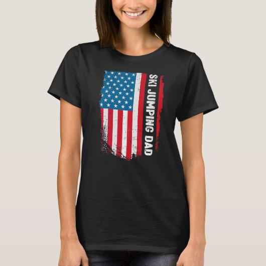 スキージャンプパパアメリカ米国国旗のパトリオヴィンテージ Tシャツ (正面)