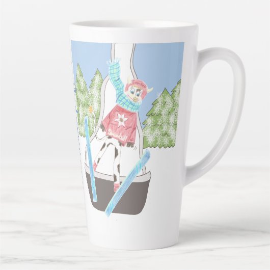 スキージャンプ牛と引用文ラテマグ カフェラテマグ (右)