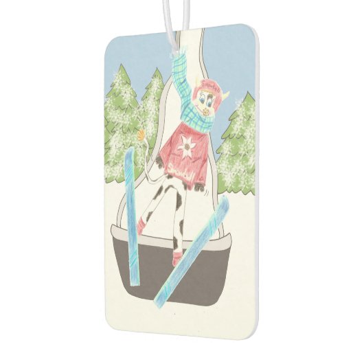 スキージャンプ牛の車の空気清浄機 カーエアーフレッシュナー (左)