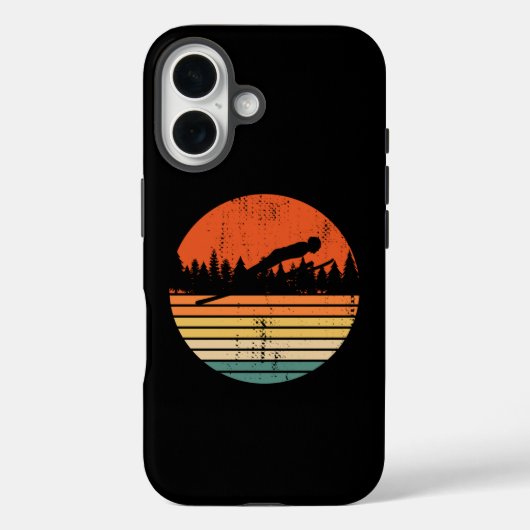 スキージャンプ レトロ スキーヤーへのギフト Case-Mate iPhoneケース (裏面)