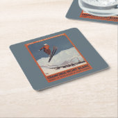 スキージャンプ- PLMのオリンピック広告宣伝ポスター スクエアペーパーコースター (アングル)