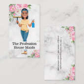 スキージ付き女性およびスプレーボトル 名刺 (正面/裏面)