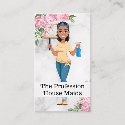 スキージ付き女性およびスプレーボトル 名刺 (正面)