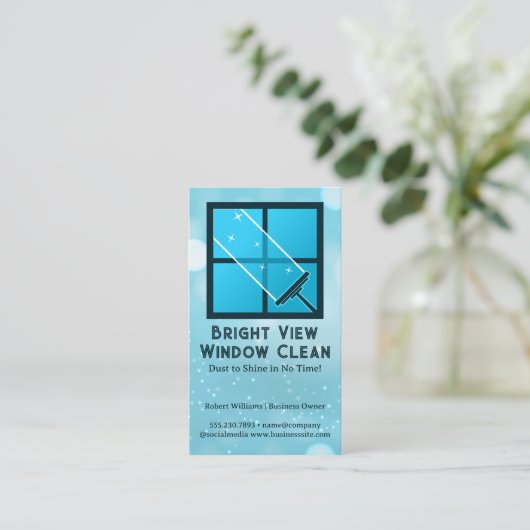 スキージ清掃用ガラス窓 名刺 (スタンド正面)