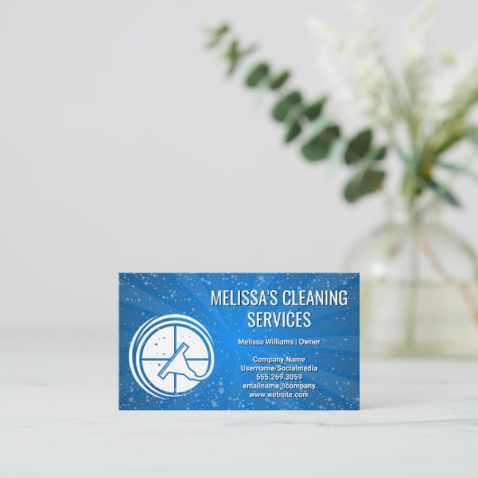 スキージ清掃窓ロゴ 名刺 (スタンド正面)