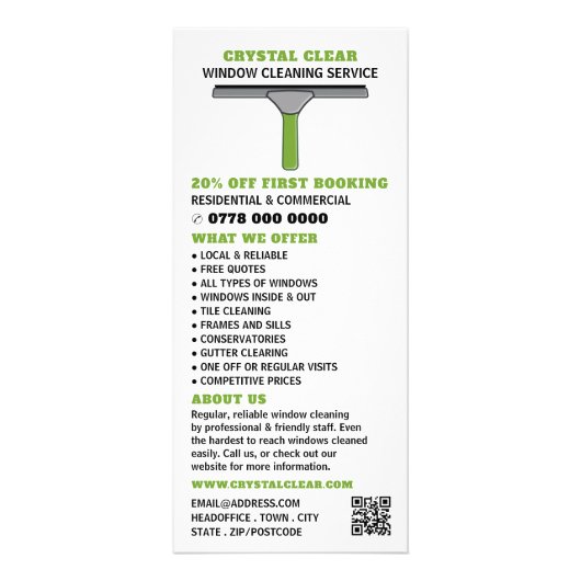 スキージ窓清掃サービス料金表 ラックカード (正面)