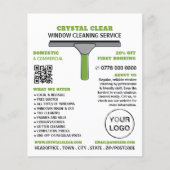 スキージ、ウィンドウクリーナー、クリーニングサービス広告 チラシ (正面)