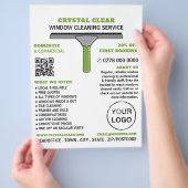 スキージ、ウィンドウクリーナー、クリーニングサービス広告 チラシ (手)