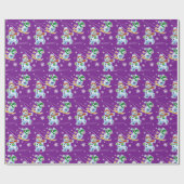 スキースケートで滑るの雪だるまの無光沢の紫色 ラッピングペーパー (フラット)