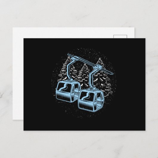 スキーステーションウィンタースポーツマウンテンスキーヤーギフト ポストカード (正面/裏面)