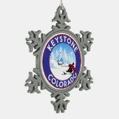 スキーストーンコロラドマウンテンズスキー スノーフレークピューターオーナメント (左)