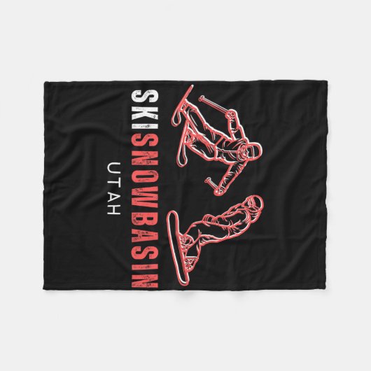 スキースノーシンユタスキースノーボーディングリゾートバカティ フリースブランケット (正面(横))