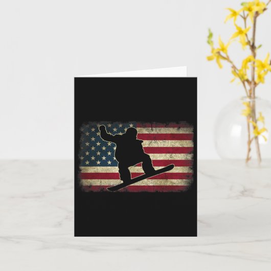 スキースノーボードスノーボーダーアメリカ合衆国フラッグビンタグ カード (黄色い花)