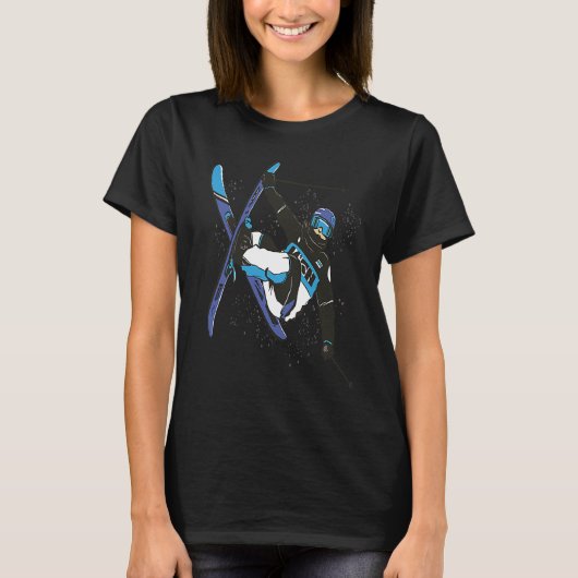 スキースノーボードスノーボードおもしろいスキー Tシャツ (正面)