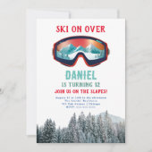 スキースノーボード誕生日招待状 招待状 (正面)