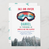 スキースノーボード誕生日招待状 招待状 (正面/裏面)