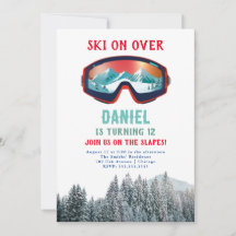 スキースノーボード誕生日招待状