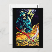 スキースハロウィーンカードで死ぬ ポストカード (正面/裏面)