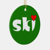 スキースモールハート セラミックオーナメント (右)