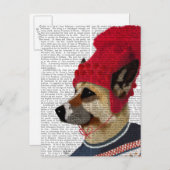 スキーセーターにドッグ2 ポストカード (正面/裏面)